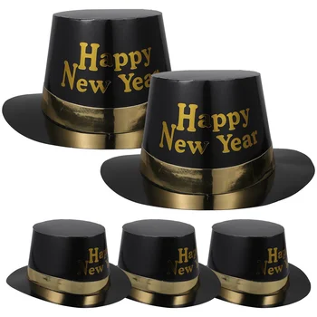 5шт Бумажных шляп для вечеринок Креативные украшения для головных уборов Сувениры с желтыми буквами Реквизит для новогодней косплей вечеринки