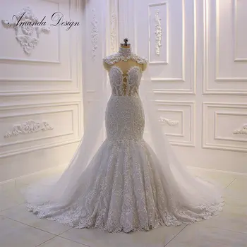 Amanda Design, vestidos novias, boda, с кружевными аппликациями, Свадебное платье Русалки с накидкой