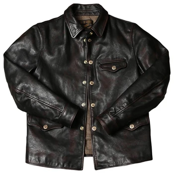 Итальянская модная мужская куртка Gatekeeper, Роскошное винтажное мужское пальто из натуральной кожи и конской шкуры 5XL, мотоциклетный тренч, пальто