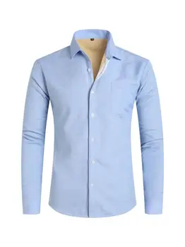 Официальная рубашка на пуговицах для зимы, плотная рубашка с нагрудным карманом для деловых свадебных торжеств, специальный подарок для мужчин