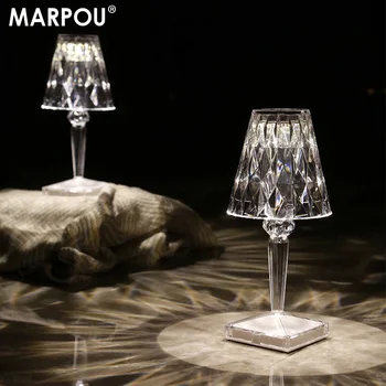 Настольная лампа MARPOU Diamond, настольные лампы для спальни, хрустальная романтическая атмосфера, USB светодиодный ночник для рождественского подарка, гостиная