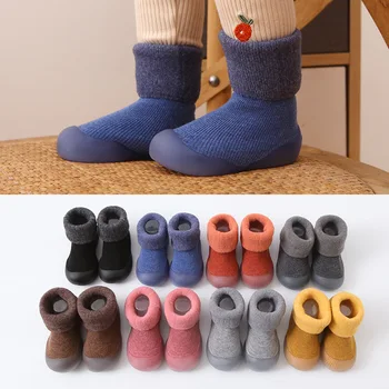 Зимняя детская хлопчатобумажная обувь 2022 года, утепленная обувь для малышей, зимняя обувь для маленьких мальчиков, теплые ботинки для маленьких девочек на мягкой подошве для малышей 0-4 лет