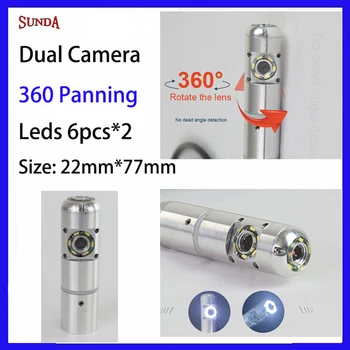 Двойная камера Двойной объектив с горизонтальным вращением на 360 градусов Корпус из алюминиевого сплава Водонепроницаемый IP68 Диаметр 22 мм Камера эндоскопа для осмотра труб