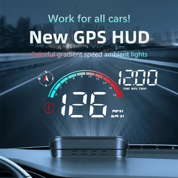 Головной Дисплей M22 Автомобильный GPS HUD Универсальный Спидометр Автомобильный Измеритель Скорости Проектор Лобового Стекла Сигнализация Превышения Скорости Компас для Всех автомобилей