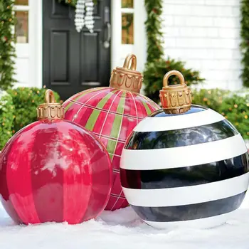 60 см Открытый Рождественский надувной украшенный шар из ПВХ Гигантские Без Света Большие Шары Украшения для Рождественской елки Игрушечный шар на открытом воздухе