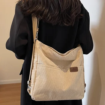 Женская сумка на молнии, многофункциональная модная сумка-тоут, регулируемый ремень, вельветовая сумка-ранец, студенческие школьные дорожные сумки-тоут