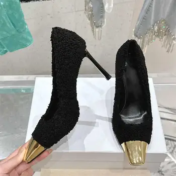 2023 Осенние туфли-лодочки, модная женская обувь с острым носком, лаконичная женская обувь, пикантные туфли на высоком каблуке из натуральной кожи, Sapato Feminino, Размер 35-42
