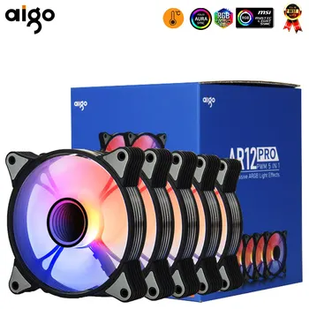 Aigo AR12PRO Компьютерный Корпус Вентилятор Ventoinha PC 120 мм RGB Вентилятор 4pin PWM Вентилятор Охлаждения процессора 3pin5v Неограниченное Пространство Argb 12 см Вентилятор