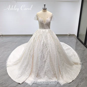 Эшли Кэрол, Роскошные свадебные платья для женщин 2024, принцесса невесты с шампанским, свадебное платье, расшитое бисером, Vestidos De Novia