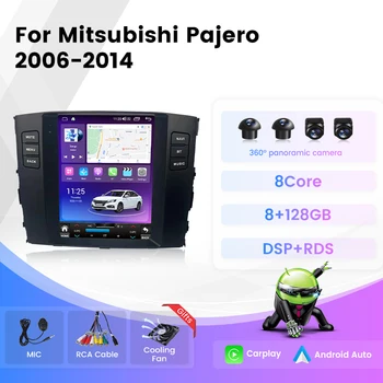 Автомагнитола для Mitsubishi Pajero 4 V80 V90 2006-2014 Tesla Style Screen Мультимедийный Видеоплеер Навигация GPS Android 12