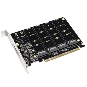4 Порта M.2 NVME SSD Для PCIE X16 Карта Расширения Считывателя 4x32 Гбит/с Адаптер Конвертер Поддержка карты 2230/2242/2260/2280 Светодиодный Индикатор