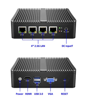 Безвентиляторный Мини-ПК 4 Intel 2.5G LAN Switch Celeron J4125 4X2500M i226 Сетевой адаптер Mini Router Server ESXI HD-MI pfSense Firewall Appliance