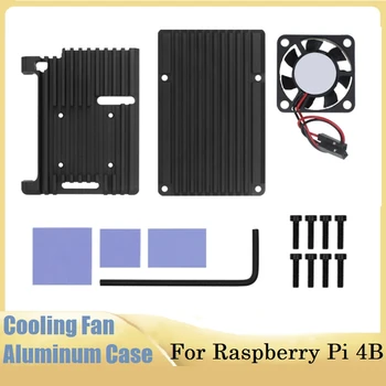 Алюминиевый Корпус Для Радиатора Raspberry Pi 4B С Охлаждающим Вентилятором + Термоподушка Для Платы Разработки RPI 4B Защитная Оболочка