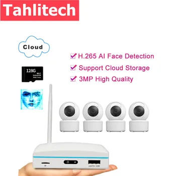 Tahlitech 2CH/4CH Mini NVR Kit 3MP WiFi наружная камера Беспроводная Система видеонаблюдения С поддержкой искусственного Интеллекта Для распознавания лиц и двухстороннего Аудио