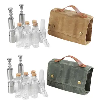 12x Набор специй для кемпинга с холщовой сумкой для хранения, Рулонная сумка, стеклянные бутылочки для приправ, набор контейнеров для приправ для путешествий с рюкзаком