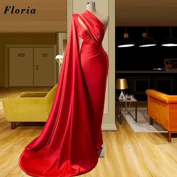Floria Red Mermaid Арабские платья для выпускного вечера, халаты, модные женские вечерние платья для свадеб 2022, Дубай, платье для выпускного вечера знаменитостей с длинным рукавом