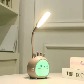 Настольная лампа с трехскоростным затемнением, перезаряжаемая через USB, милая настольная лампа для обучения чтению в общежитии, защита глаз, ночник для спальни