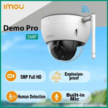 Dahua imou Dome Pro 5MP Наружная Встроенная камера видеонаблюдения со встроенным микрофоном для обнаружения людей и транспортных средств IR 30m Ночного видения IP67 IK10 Wifi