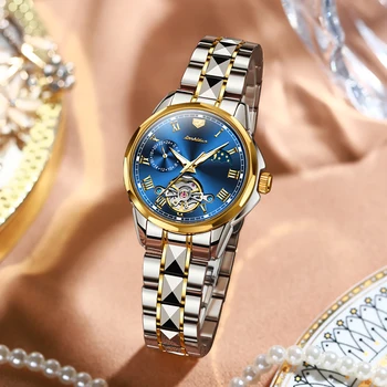 Женские деловые часы-автомат, модные выдолбленные водонепроницаемые женские часы, роскошные часы для пар