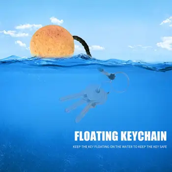 50 мм пробковый брелок для ключей, плавучее деревянное кольцо с шариком, плавающий пробковый брелок для ключей, водный шар, плавающий каяк, брелок для серфинга с поплавком