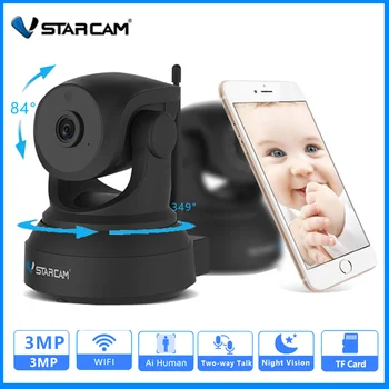 Детская камера Vstarcam, камера безопасности в помещении, 3-мегапиксельная Wi-Fi камера наблюдения, радионяня, защита безопасности, IP-камера, автоматическое отслеживание