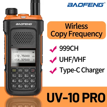 Baofeng UV-10 PRO Wirless Copy Frequency Long Range Двухдиапазонное 999-Канальное Зарядное Устройство Type-C Walkie Talkie Upgrade UV-10