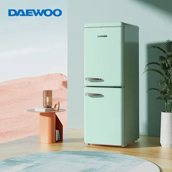 Холодильник DAEWOO 171Л, холодильник для хранения 111Л и холодильник для заморозки 60л, холодильник с воздушным охлаждением с двойными дверцами в стиле ретро, 220 В,