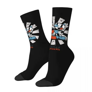 Зимние теплые повседневные носки унисекс в стиле ретро The Cuphead, впитывающие пот носки для экипажа из аниме