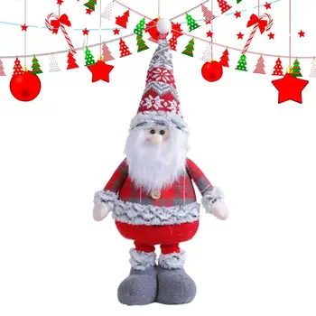 Рождественские Куклы-олени Мягкое животное Телескопический Орнамент Ручной работы Длинноногий Снеговик Санта Клаус Кукла в цилиндре