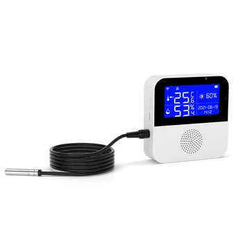 Умный гигрометр Термометр с 2,4-дюймовым ЖК-дисплеем Приложение Smart Life Control Термограф Датчик влажности с настройками сигнализации Wi-Fi