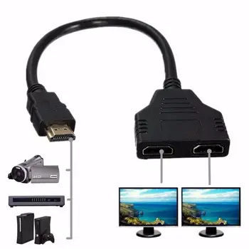 Компьютерные Аксессуары 1 В 2 Выхода Кабель-Разветвитель 30 см Портативный 1080p HDMI-совместимый Адаптер Для Передачи Сигнала Конвертер