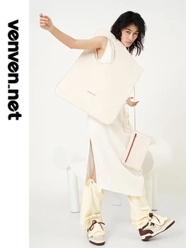 Оригинальная холщовая сумка оригинального дизайна VENVENNET, белая сумка Intron, сумка для денег, холщовая сумка-тоут