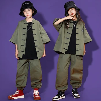 Современная танцевальная одежда для подростков Костюм в стиле хип-хоп в китайском стиле для подиума, Концертное шоу, Топы для девочек, Брюки, Рейв-одежда для мальчиков BL8940