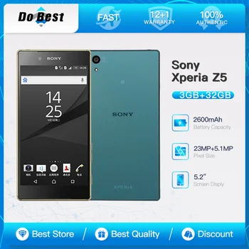 Оригинальный Sony Xperia Z5 E6653 E6683 4G Мобильный Телефон 5,2 