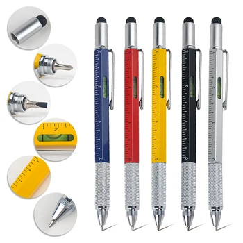 Шариковая ручка 6 в 1 с линейкой, уровнемер, Полезные гаджеты, Многофункциональная ручка-инструмент, подходящий для бизнеса инженеров, подарок