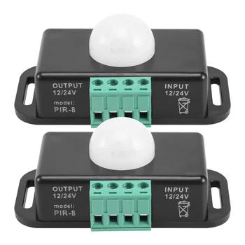 Переключатель датчика движения, 12 В 24 В PIR-датчик, контроллер светодиодного переключателя для гибких светодиодных лент, 2 упаковки