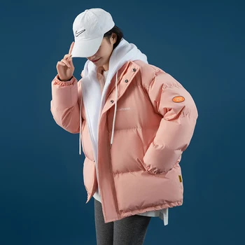 Сделайте хлопчатобумажную куртку женской new han edition с капюшоном для зимних праздников, две хлопчатобумажные куртки с подкладкой, свободное утолщающее пальто для отдыха