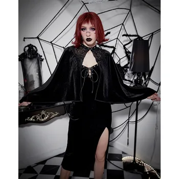 Черная фланель и цветочные кружевные заклепки, женский косплей, готический плащ вампира на Хэллоуин, пальто в стиле стимпанк, y2k, винтажный топ, викторианский жакет
