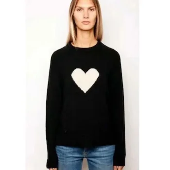 Новый белый кашемировый пуловер с рисунком в виде сердечка с рисунком любви 2023 года