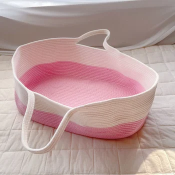 70x40x25cm Портативная корзина для сна Babynest Детские кроватки Мультяшный мишка хлопчатобумажная веревочная кровать