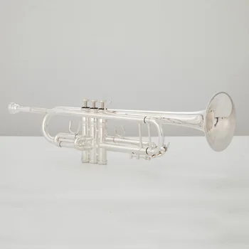Труба для начинающих Bb Труба Си-бемоль, латунь, посеребренная, профессиональные музыкальные инструменты для трубы в кожаном чехле