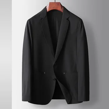 L-Мужской пиджак из чистой шерсти, модный деловой костюм в полоску, топ