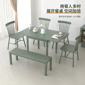 Обеденный стол из цельного дерева, небольшой складной стол, стол для домашнего ресторана, квадратный стол