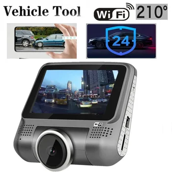 Мобильный телефон WIFI Dash Cam 3-Дюймовый Автомобильный Видеорегистратор 1080P HD С Предупреждением Об Усталости Водителя с Углом обзора 210 G-Сенсор Инфракрасного Ночного Видения