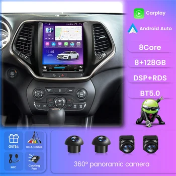 Android Auto Для Jeep Cherokee 5 KL 2013-2018 Автомобильный Радио Мультимедийный Плеер Навигация GPS Стерео DSP BT 5.0 IPS Экран Carplay