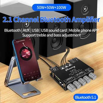 YS-MT21S 2.1-канальный Bluetooth Плата аудиоусилителя 50 Вт + 50 Вт + 100 Вт Стерео BT5.1 AUX USB сабвуфер аудиомодуль DC12-24V