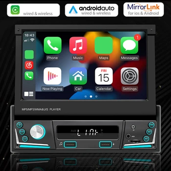 7-Дюймовое Беспроводное Автомобильное Радио, Совместимое с Bluetooth, Carplay Android Auto, Автомобильное Стерео Радио AUX USB SD FW/ AM RDS Радио для всех автомобилей
