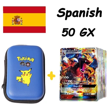 Испанская блестящая карточка Pokemon VSTAR V VMAX GX EX MEGA TAG TEAM с сумкой для карт - лучший подарок для детей
