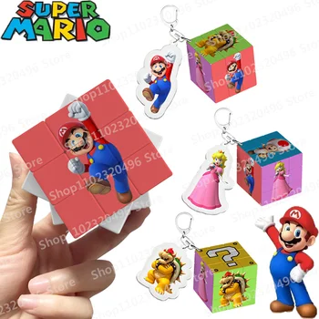 Super Mario Bros Mini Трехуровневый игрушечный брелок-подвеска Детский интерактивный класс головоломок с принцессой и игрушечными подарками с рисунком персика