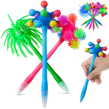Шариковые ручки в форме мультяшного морского ежа, мягкие резиновые забавные ручки-монстры, школьные канцелярские принадлежности